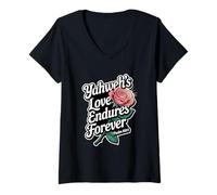 Womens Yahweh's Love Endures Forever Psalm 100:5 V-Neck T-Shirt