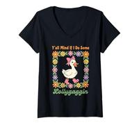 Women's Y'all Mind If I Do Some Lollygaggin Goose V-Neck T-Shirt