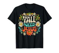 Womens Y'all Need Jesus Christian Groovy Christ Faith Bible T-Shirt