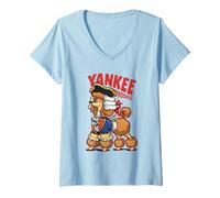 Women's Yankee Poodle American Patriot Colonial Dog V-Neck T-Shirt