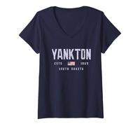 Womens Yankton SD/Yankton South Dakota Field Design V-Neck T-Shirt