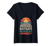 Womens Yapper SLP Retro Maze Vintage Puzzle Linguistics V-Neck T-Shirt