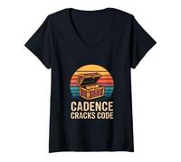 Womens Yapper SLP Retro Sunset Speech Rhythm V-Neck T-Shirt