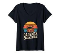 Womens Yapper SLP Retro Sunset Speech Rhythm V-Neck T-Shirt