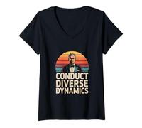 Womens Yapper SLP Retro Virtual Orchestra Speech Maestro V-Neck T-Shirt