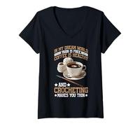 Womens Yarn’s Free Coffee’s Healthy Crochet Makes You Thin - V-Neck T-Shirt