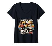 Womens Yarn’s Free Coffee’s Healthy Crochet Makes You Thin - V-Neck T-Shirt
