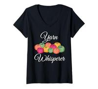 Women's Yarn Whisperer Funny Knitting Crochet Knit Graphic Gift V-Neck T-Shirt