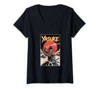 Women's Yasuke African Samurai Japan Black History V-Neck T-Shirt