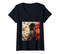 Womens YASUKE Afro Samurai Seven Virtues of Bushido Code V-Neck T-Shirt