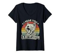 Womens Yawn West Highland White Terrier I Hear You I Not Listening V-Neck T-Shirt