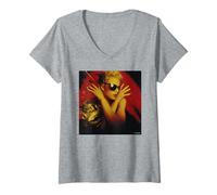 Women's Yazz The Only Way is Up Pop Singer By Simon Fowler V-Neck T-Shirt