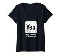 Women's Yea The Element of Approval Funny Science Periodic Table V-Neck T-Shirt