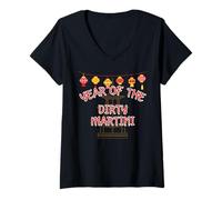Womens Year of the Dirty Martini - Funny Chinese New Year Gifts V-Neck T-Shirt