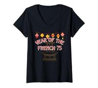 Womens Year of the French 75 - Funny Chinese New Year Gifts V-Neck T-Shirt