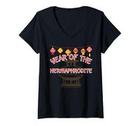 Womens Year of the Hermaphrodite - Sexy Chinese New Year Gifts V-Neck T-Shirt