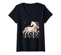 Womens Year of The Horse 2026 New Year Men Chinese New Year Horse V-Neck T-Shirt