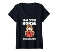 Womens Year of The Horse - Chinese Zodiac New Year 2026 V-Neck T-Shirt