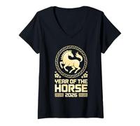 Womens Year of The Horse - Chinese Zodiac New Year 2026 V-Neck T-Shirt