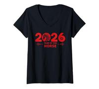 Womens Year of The Horse - Chinese Zodiac New Year 2026 V-Neck T-Shirt