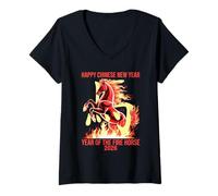 Womens Year of The Horse - Chinese Zodiac New Year 2026 V-Neck T-Shirt