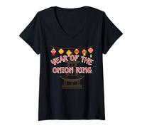 Womens Year of the Onion Ring - Funny Chinese New Year Gifts V-Neck T-Shirt