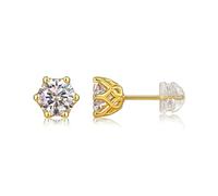 Women's Yellow Gold 18 Carat 750 Solitaire Earrings 3 ct Moissanite