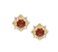 Women's Yellow Gold 585 Earrings 8-Prong 0.47 ct Citrine & Moissanite