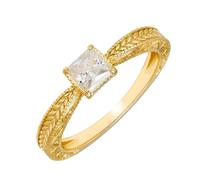Women's Yellow Gold 750 Wedding Engagement Ring Moissanite, Size J 1/2