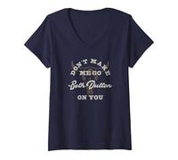Women's Yellowstone Dutton Ranch Going Beth V-Neck T-Shirt, Navy Blue, Medium