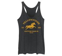 Women's Yellowstone Dutton Ranch Horse Logo Racerback Tank Top - Black Heather - X Small, Black Heather, XS
