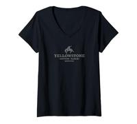 Womens Yellowstone Dutton Ranch Montana Rodeo Shape Logo V-Neck T-Shirt