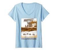 Womens Yellowstone Dutton Ranch Protect the Land V-Neck T-Shirt