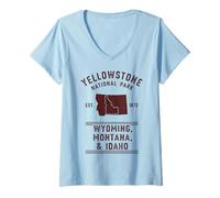 Womens Yellowstone National Park Wyoming Montana Idaho V-Neck T-Shirt