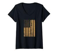 Womens Yellowstone National Park Yellowstone Flag V-Neck T-Shirt