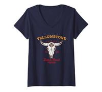 Womens Yellowstone Paramount - Bull Skull Logo V-Neck T-Shirt