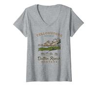 Womens Yellowstone Protect The Land Dutton Ranch Montana Landscape V-Neck T-Shirt
