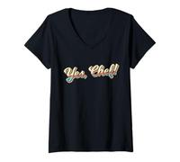 Womens Yes Chef Funny Cooking Shirt for Cooks & Kitchen Staff V-Neck T-Shirt