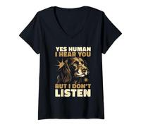 Womens Yes Human I Hear You But I Don't Listen A Boykin Spaniel Dog V-Neck T-Shirt