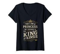 Womens Yes I Am A Princess! My Father is The King of Kings Funny V-Neck T-Shirt