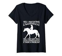 Womens Yes I Am Eating A Sandwich Yes I Did Just Pick Out My Horse' V-Neck T-Shirt