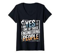 Women's Yes I Am One of Those Engineering People Engineer V-Neck T-Shirt