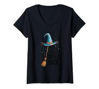 Womens Yes I Can Drive A Stick Halloween - Funny Halloween - Witch V-Neck T-Shirt