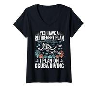 Women's Yes I Have A Retirement Plan I Plan On Scuba Diving V-Neck T-Shirt