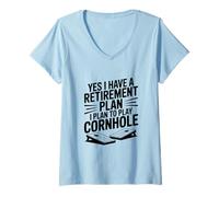 Women's Yes I Have A Retirement Plan I Plan to Play Cornhole V-Neck T-Shirt