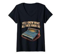 Womens Yes I Know What All These Knobs Do Tech Audio Sound - V-Neck T-Shirt