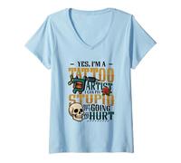 Womens Yes I’m A Tattoo Artist I Can Fix Stupid Tattoo Studio V-Neck T-Shirt