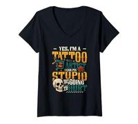 Womens Yes I’m A Tattoo Artist I Can Fix Stupid Tattoo Studio V-Neck T-Shirt