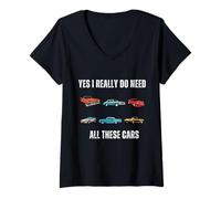 Womens Yes I Really Do Need All These Cars Funny Garage Mechanic V-Neck T-Shirt