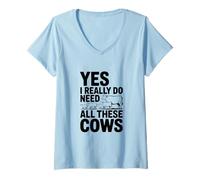 Women's Yes I Really Do Need All These Cows Funny Farm Lover V-Neck T-Shirt
